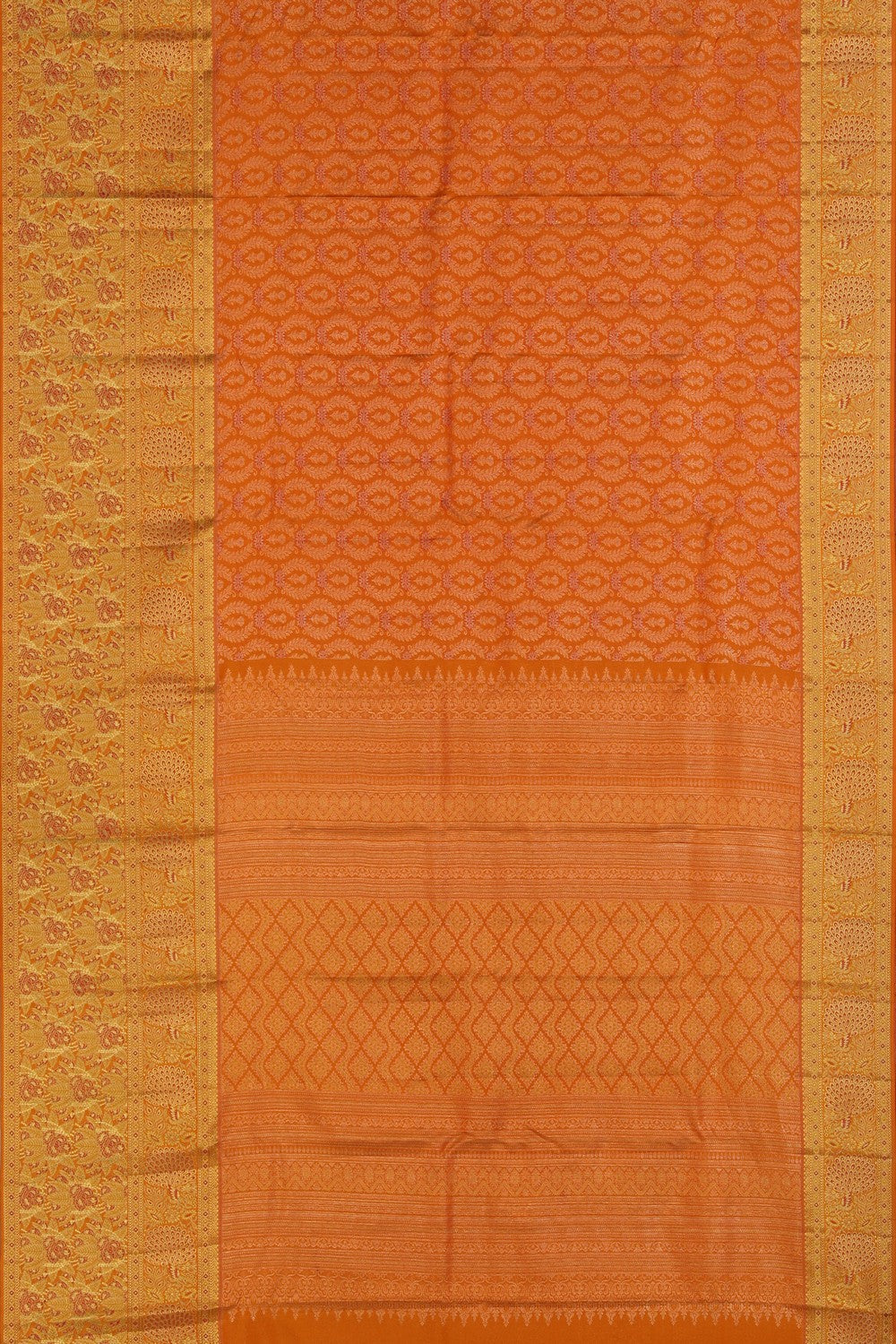 Image of Radiant Orange Brocade Kanchipattu Saree